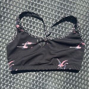 Onzie Black and Pink Lightning Sports Bra Medium Support
